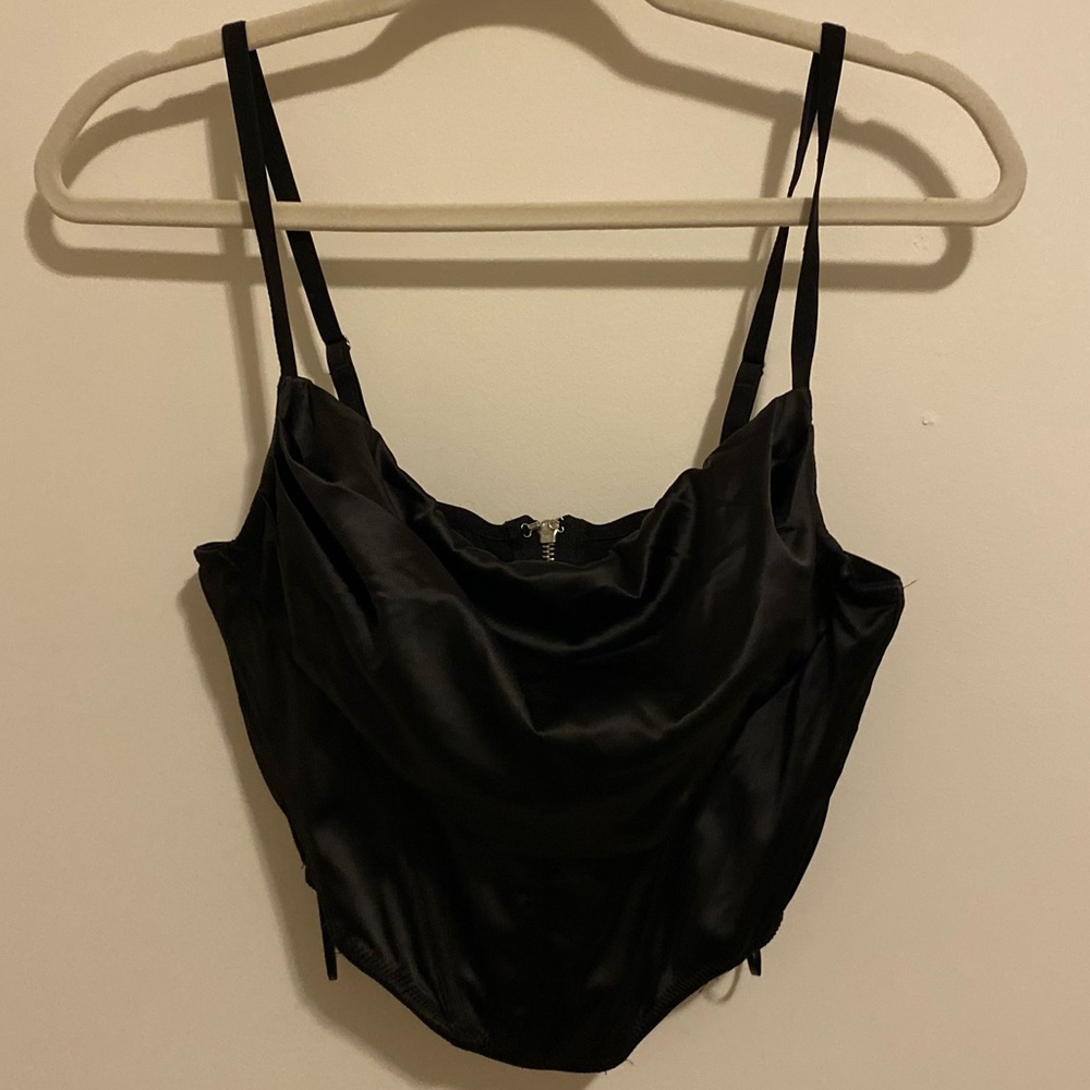 Urban Outfitters Shiny Black Corset Top size Medium